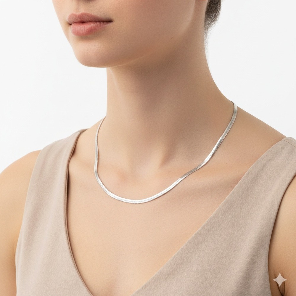 Silver Herringbone Necklace SKUJ108‎